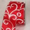 The Ribbon People Glitter Red and White Swirly Wired Craft Ribbon 2.5" x 40 Yards